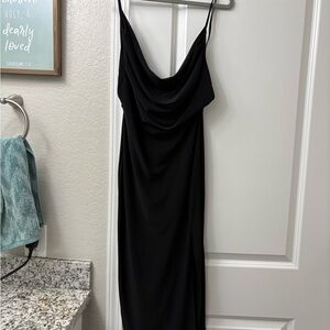 Elegant Black Cowl Neck Dress